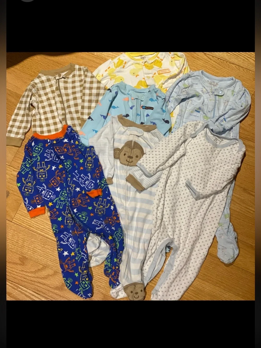 Bundle Long Sleeve Footed Onesies Size 6-9 months Set of 7